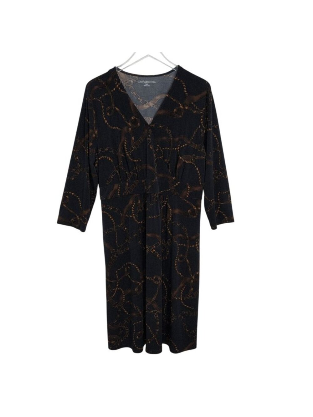 Croft & Barrow Equestrian Dress Womens Size XL Blue Preppy Knit Faux Wrap Swing